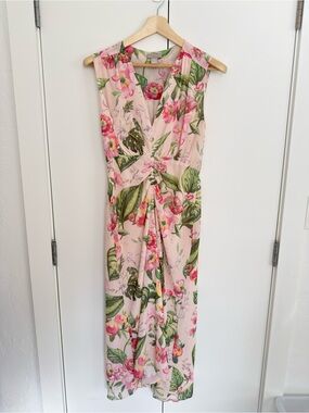 H&M Pink Floral Twist-Front Maxi Dress
